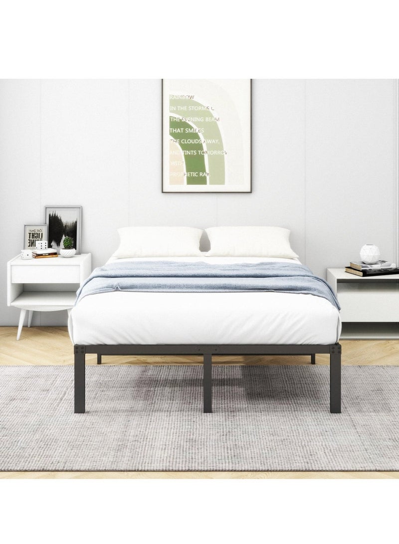 WALALLA Double Bed frame, Metal Bed 200X137cm, 36 cm Height with Underbed storage, Double Size Metal Platform Bed Frame with Steel Slat Support, Easy Assembly, Black - Image 5